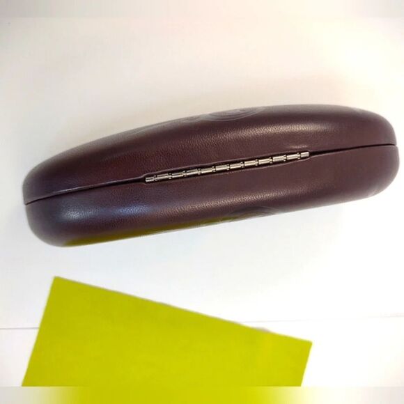 Koali Eyeglass Case Faux Brown Leather Neon Green Velvety Lining - Picture 8 of 10